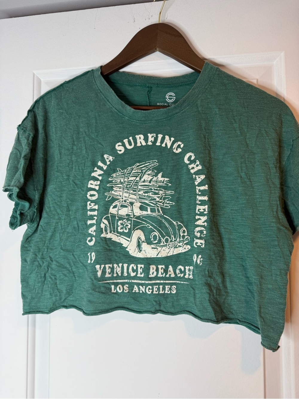 SoCal Cali Surfing Challenge Venice Beach Green Crop Top